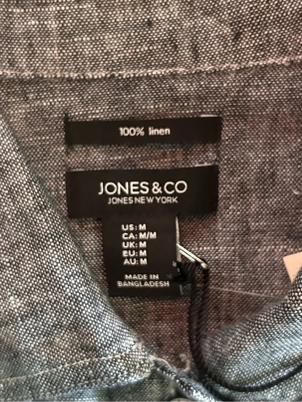 Jones & Co Heathered Navy Linen Blend Button-Up Jacket Medium NWT